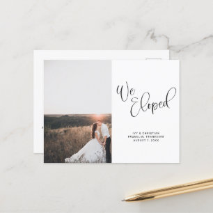 Carte Postale Faire-part Nous Avons Elopé Mariage Script Photo