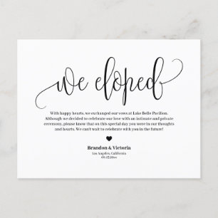 Carte Postale Faire-part Nous Avons Été   Black Joty Script Mariage Elopeme