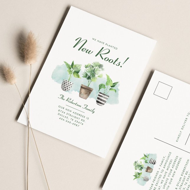 Carte Postale Faire-part Nous avons planté de nouvelles racines Nouvelle ad (Créateur téléchargé)