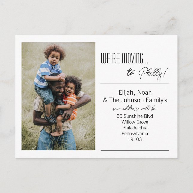 Carte Postale Faire-part Nous déménageons - Photo de famille (Devant)