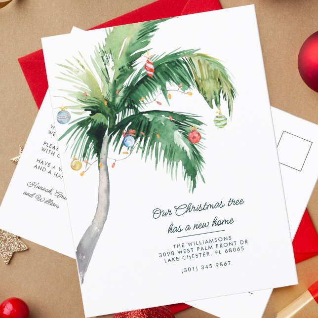 Carte Postale Faire-part Nous sommes allés à la Côte Noël en mouvement (Christmas Moving Announcement Change of Address Palm Tree Card)