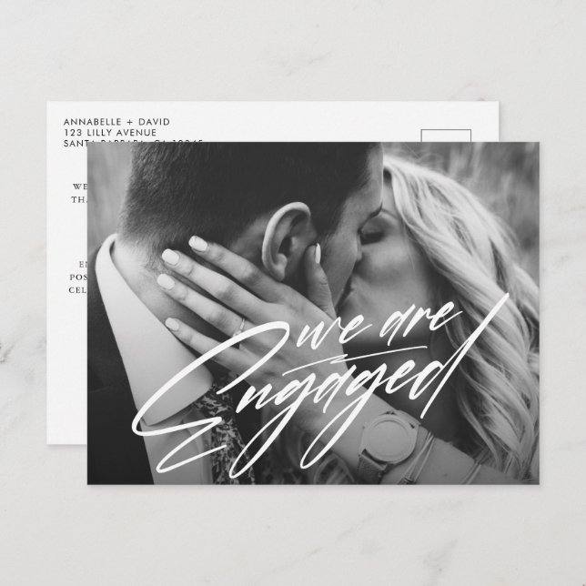 Carte Postale Faire-part Nous sommes fiancés | Annonce de fiançailles avec  (Devant / Derrière)