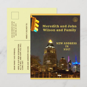 Carte Postale Faire-part Nous sommes passés à NYC Cityscape Budget Déménage