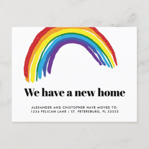 Carte Postale Faire-part Nouveau Accueil Rainbow Gay Couple Mople