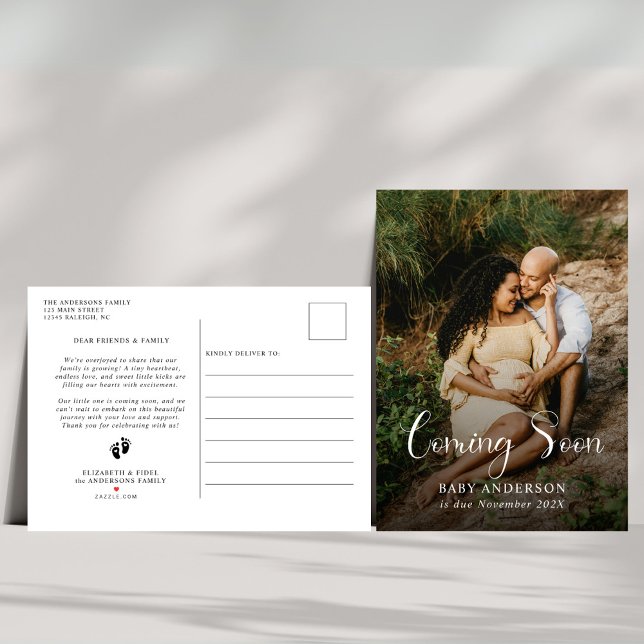 Carte Postale Faire-part Nouveau Bientôt Bientôt bébé Photo Grossesse (Créateur téléchargé)