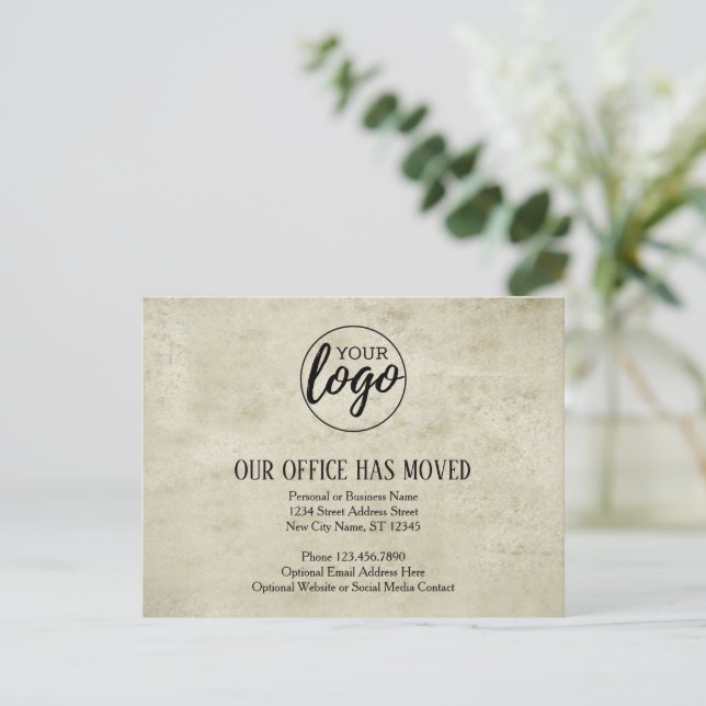 Carte Postale Faire-part Nouveau changement d'adresse avec logo d'entrepris (Debout devant)