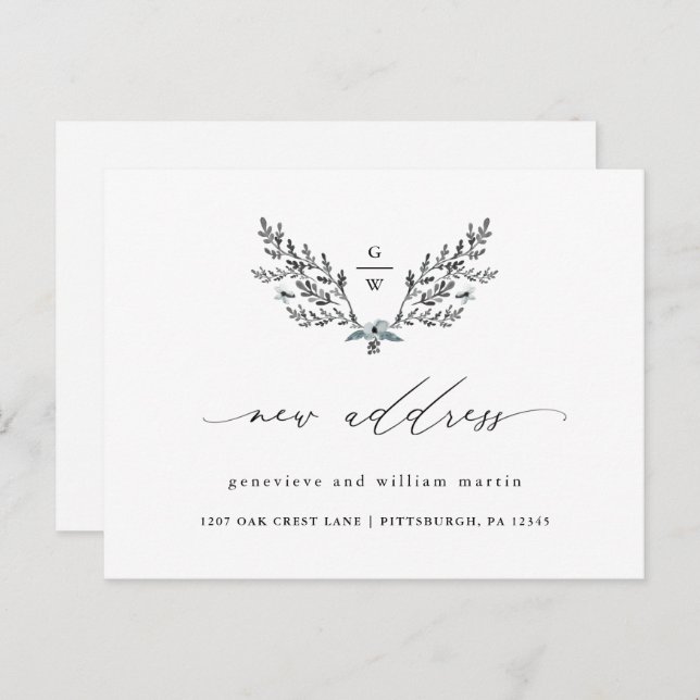 Carte Postale Faire-part Nouveau Changement d'Adresse Calligraphie Adresse (Devant / Derrière)