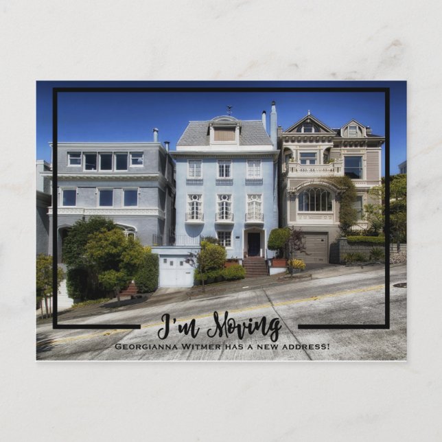 Carte Postale Faire-part Nouveau Photo à la maison Cadre noir Je déménage F (Devant)