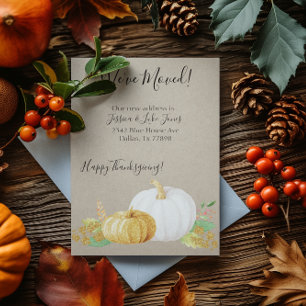 Carte Postale Faire-part Nouvel Avis d'Adresse Citrouille de Thanksgiving q