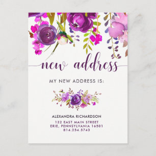 Carte Postale Faire-part Nouvelle adresse assez pourpre des fleurs  