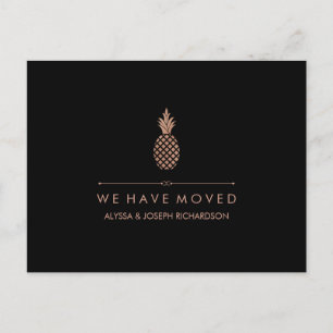 Carte Postale Faire-part Nouvelle adresse avec Faux Rose Gold Look Ananas