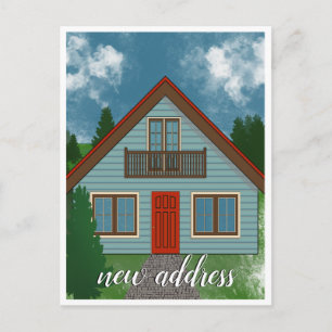 Carte Postale Faire-part Nouvelle adresse   Bleu Country House Dessin de po