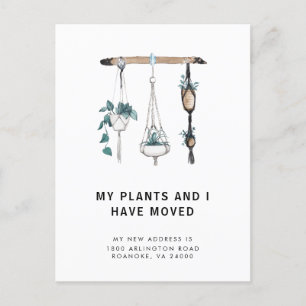 Carte Postale Faire-part Nouvelle adresse Boho accrochage Plantes en mouvem