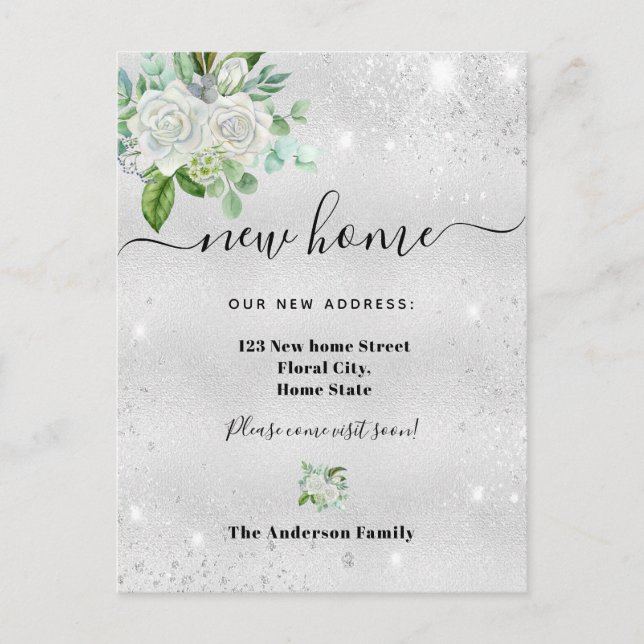 Carte Postale Faire-part Nouvelle adresse de domicile poussière de paillett (Devant)