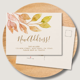 Carte Postale Faire-part Nouvelle Adresse Déménagement d'Automne