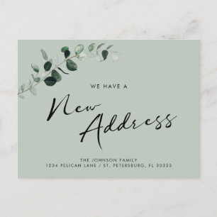 Carte Postale Faire-part Nouvelle adresse Eucalyptus Chic Calligraphy Movin
