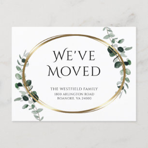 Carte Postale Faire-part Nouvelle adresse Eucalyptus Gold Metallic Moving