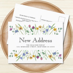 Carte Postale Faire-part Nouvelle adresse florale de déménagement