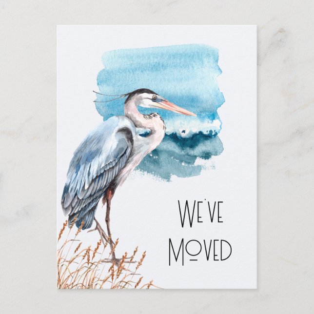 Carte Postale Faire-part Nouvelle adresse Great Blue Heron Waterfront Movin (Devant)