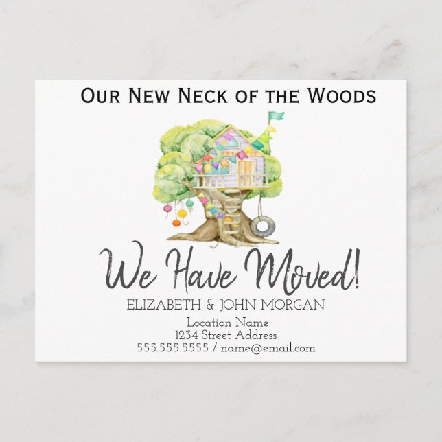 Carte Postale Faire-part Nouvelle adresse, Nouvelle Maison, Maison Arbre (Devant)