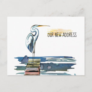 Carte Postale Faire-part Nouvelle adresse Waterfront Great Blue Heron Movin