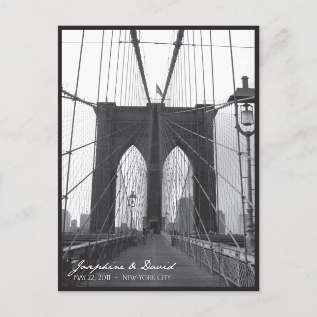 Carte Postale Faire-part Nouvelle date d'échéance du pont de Brooklyn à New (Devant)