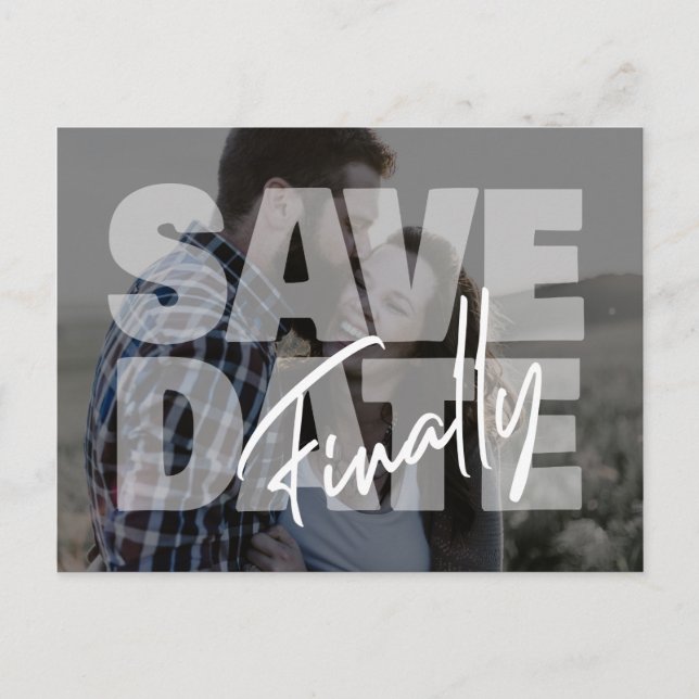 Carte Postale Faire-part Nouvelle date mariage photo moderne enregistrer la (Devant)