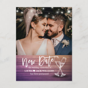 Carte Postale Faire-part Nouvelle date Report Mariage Changement de plan Ph
