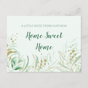 Carte Postale Faire-part Nouvelle Maison Doux Foyer Aquarelle Feuillage Dém