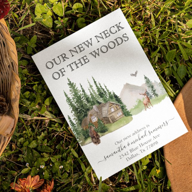 Carte Postale Faire-part Nouvelle maison Moving Cabine Lodge (Créateur téléchargé)