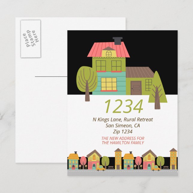 Carte Postale Faire-part Nouvelle Maison Nous Avons Déménagé Maison Faire-p (Devant / Derrière)