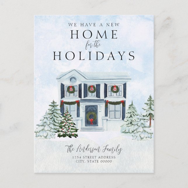 Carte Postale Faire-part Nouvelle maison Nous avons déménagé Noël vacances  (Devant)