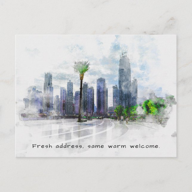 Carte Postale Faire-part Nouvelle Maison - Nouvelle Adresse Ville Moderne (Devant)