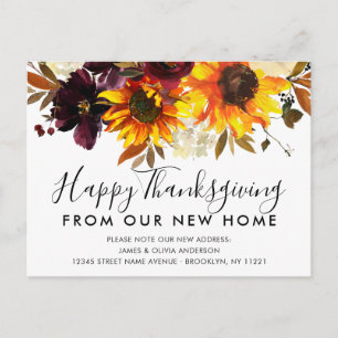 Carte Postale Faire-part Nouvelle maison pour Thanksgiving Autumn Sunflower