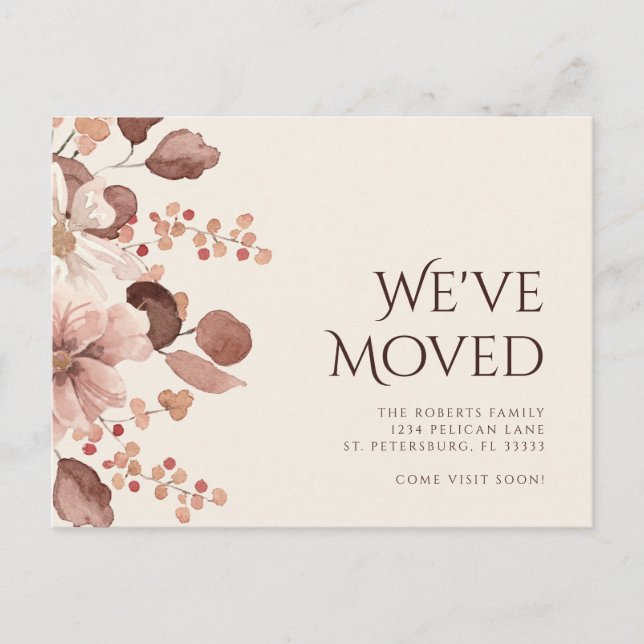 Carte Postale Faire-part Nouvelle Maison Terracotta Blush Floral Moving (Devant)