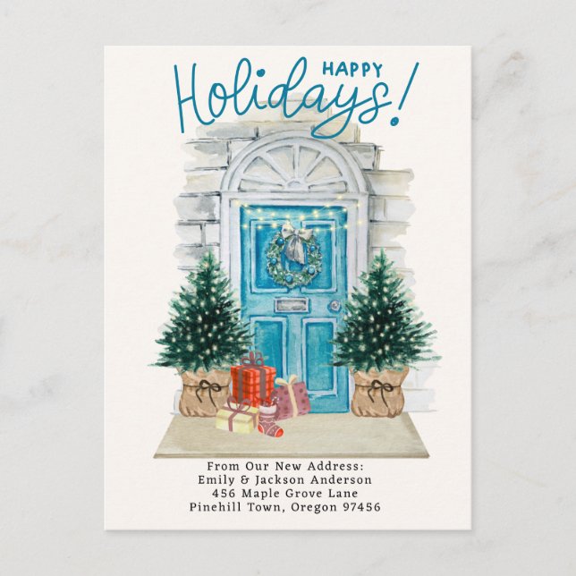 Carte Postale Faire-part Nouvelle Maison - Vacances Porte de Noël Déménager (Devant)