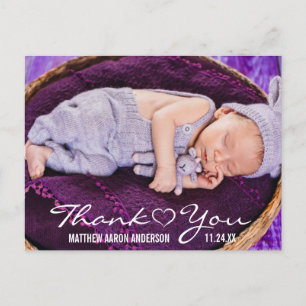 Carte Postale Faire-part Nouvelle Naissance Photo Moderne Merci Coeur