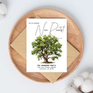Carte Postale Faire-part Nouvelle racine Plantée Adresse Chêne Arbre Aquare