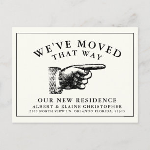 Carte Postale Faire-part Nouvelles Adresse Drôle Vintage Main Blanche