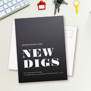 Carte Postale Faire-part NOUVELLES DIGS Simple moderne minimaliste Faire-pa