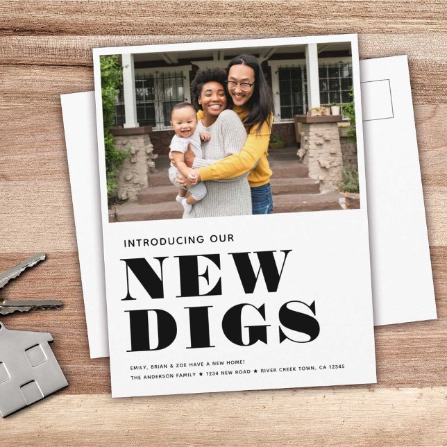 Carte Postale Faire-part NOUVELLES DIGS Simple Photo Moderne Minimale Dépla (Créateur téléchargé)