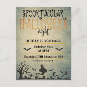 Carte Postale Faire-part Nuit effrayante d'Halloween