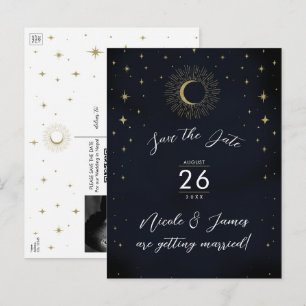 Carte Postale Faire-part Nuit Or Céleste Soleil Radieux Photo Enregistrer L