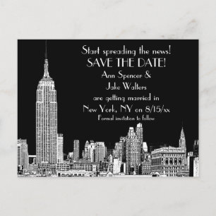 Carte Postale Faire-part NYC Skyline 01 Etched do-it-yourself BG Color Enre