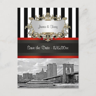 Carte Postale Faire-part NYC Skyline Brooklyn Bridge, bateau Enregistrer la