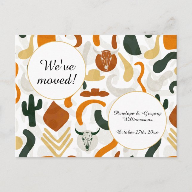 Carte Postale Faire-part Occidental, désert, bohème cowboy, changement d'ad (Devant)