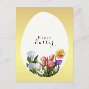Carte Postale Faire-part Œuf de Pâques Floral de Printemps Élégant Enregist