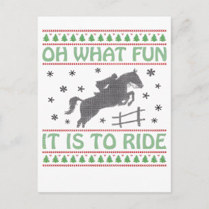 Carte Postale Faire-part Oh Quelle Joie de Monter un Cheval de Noël Laid