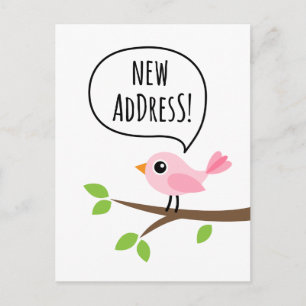 Carte Postale Faire-part Oiseau rose changement d'adresse déménagement