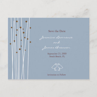 Carte Postale Faire-part Oiseaux amoureux avec des lignes et des points